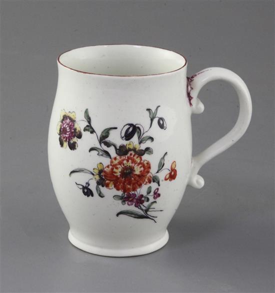 A Derby ovoid mug, c.1758, h. 10.2cm